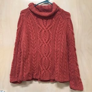 Orvis XL Womens chunky knit Cashmere Cotton blend sweater